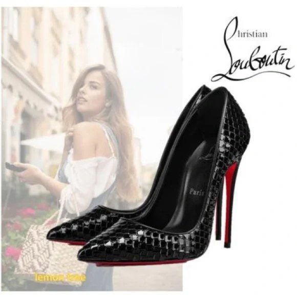 CHRISTIAN LOUBOUTIN Size 36 Kate 100 glossed lizard-effect leather pumps - Picture 3 of 7